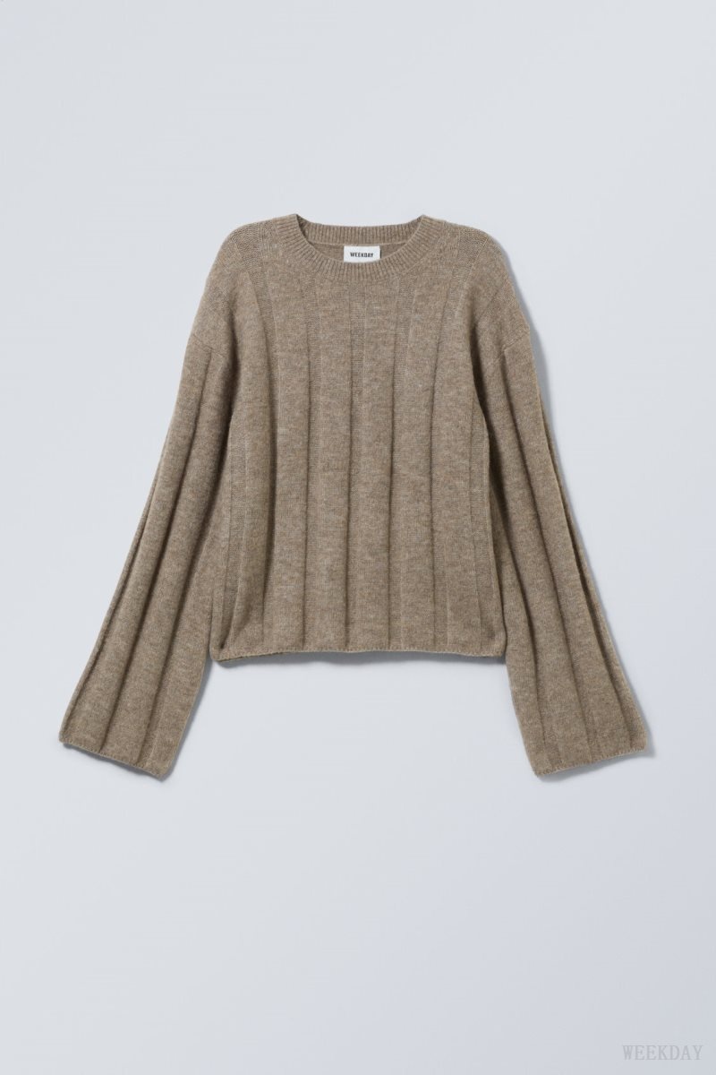 Weekday Fiona Rib Sweater Dusty Mole | HAGZ4925