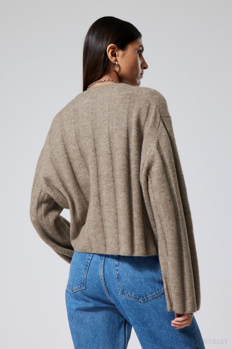 Weekday Fiona Rib Sweater Dusty Mole | HAGZ4925