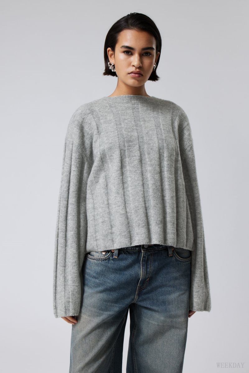 Weekday Fiona Rib Sweater Grey | DVWK2485