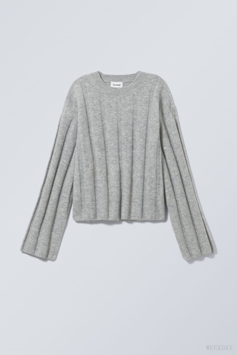 Weekday Fiona Rib Sweater Grey | DVWK2485