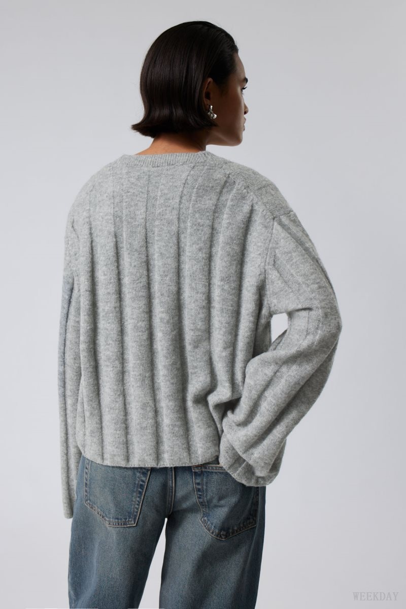 Weekday Fiona Rib Sweater Grey | DVWK2485