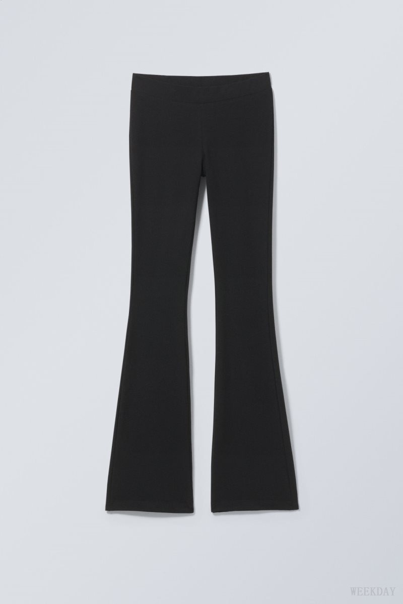 Weekday Flared Jersey Trousers Black | UIHJ0949