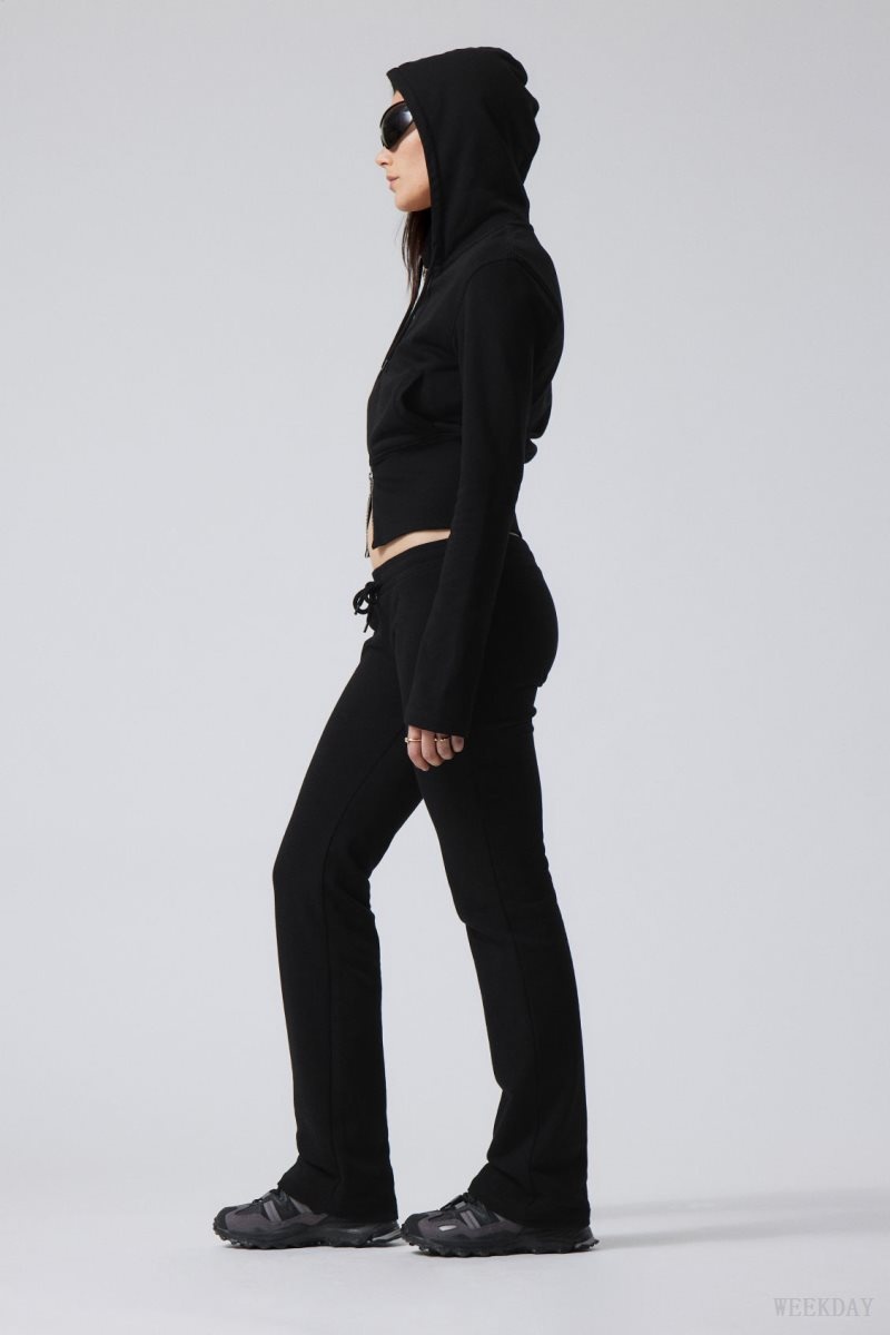 Weekday Flared Low Waist Joggers Black | UDHG9125