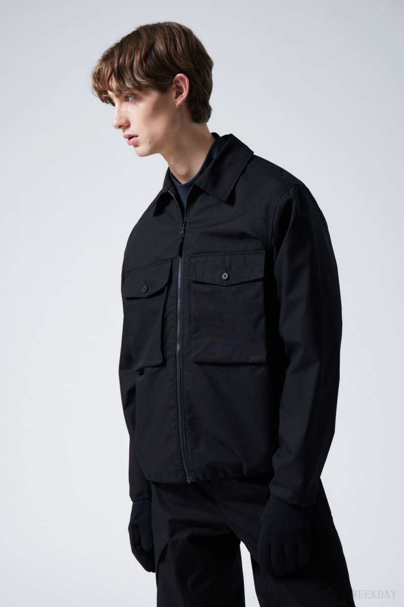 Weekday Frank Cargo Pocket Jacket Black | MFUA7157