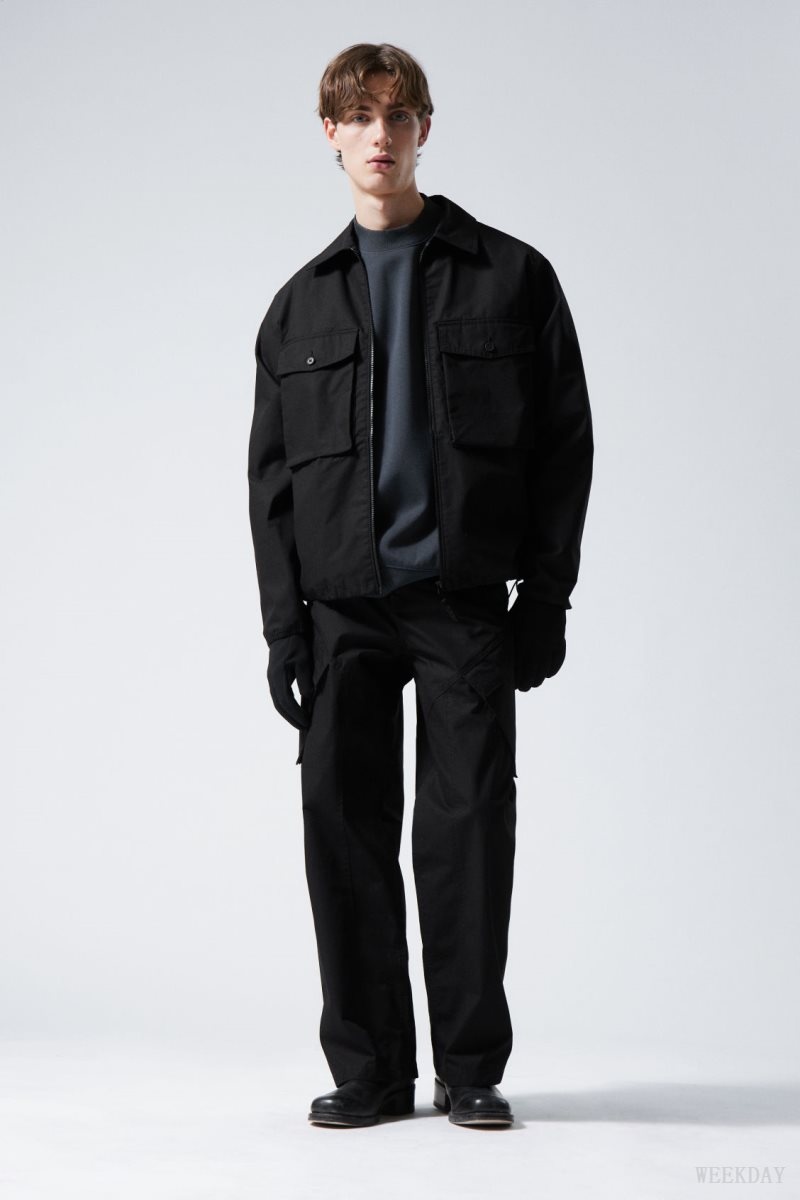 Weekday Frank Cargo Pocket Jacket Black | MFUA7157