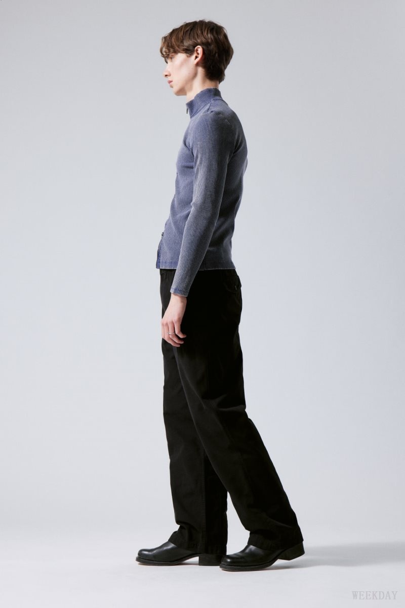 Weekday Frej Relaxed Workwear Trousers Black | SOMV7582