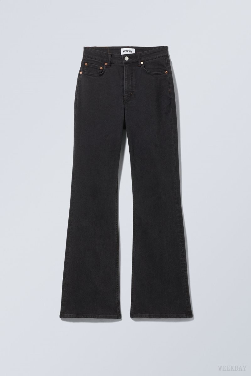 Weekday Glow Curve High Flared Jeans Black | QXBD3288