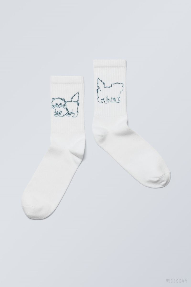 Weekday Graphic Sport Sock Extrovert Kitten | SPDO3299