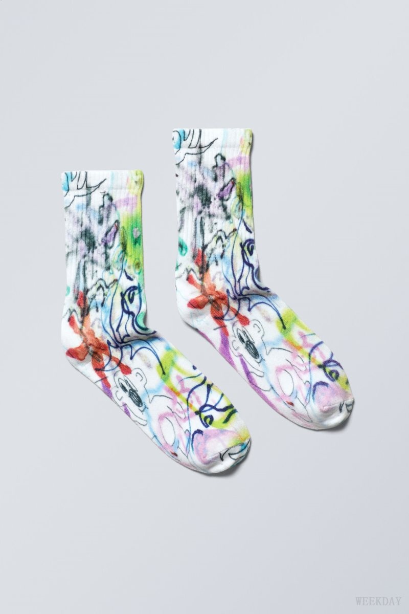 Weekday Graphic Sport Sock Messy Doodle 2 | JDNO4926