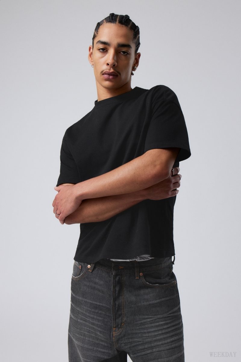 Weekday Great Boxy Heavyweight T-Shirt Black | HVFM8287