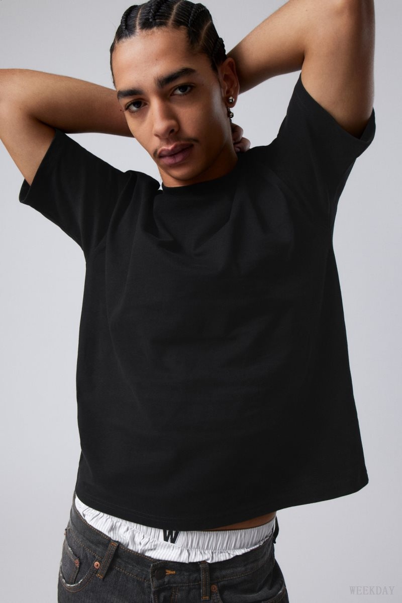 Weekday Great Boxy Heavyweight T-Shirt Black | HVFM8287