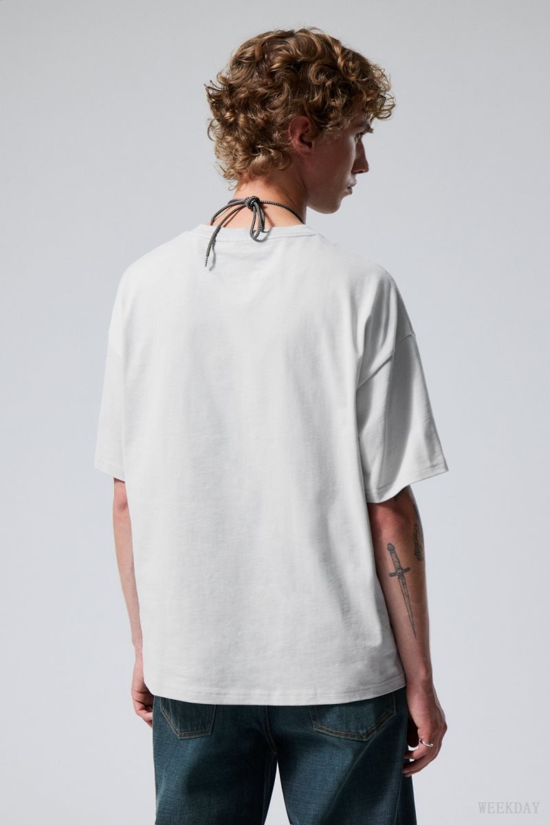 Weekday Great Boxy Heavyweight T-Shirt Light Grey | ARIA1909