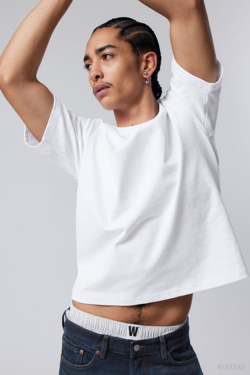 Weekday Great Boxy Heavyweight T-Shirt White | AKZT3522