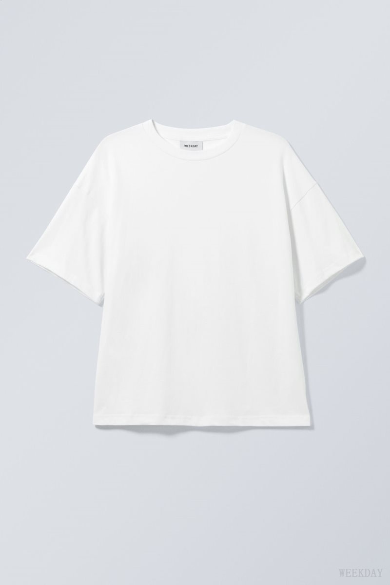 Weekday Great Boxy Heavyweight T-Shirt White | AKZT3522