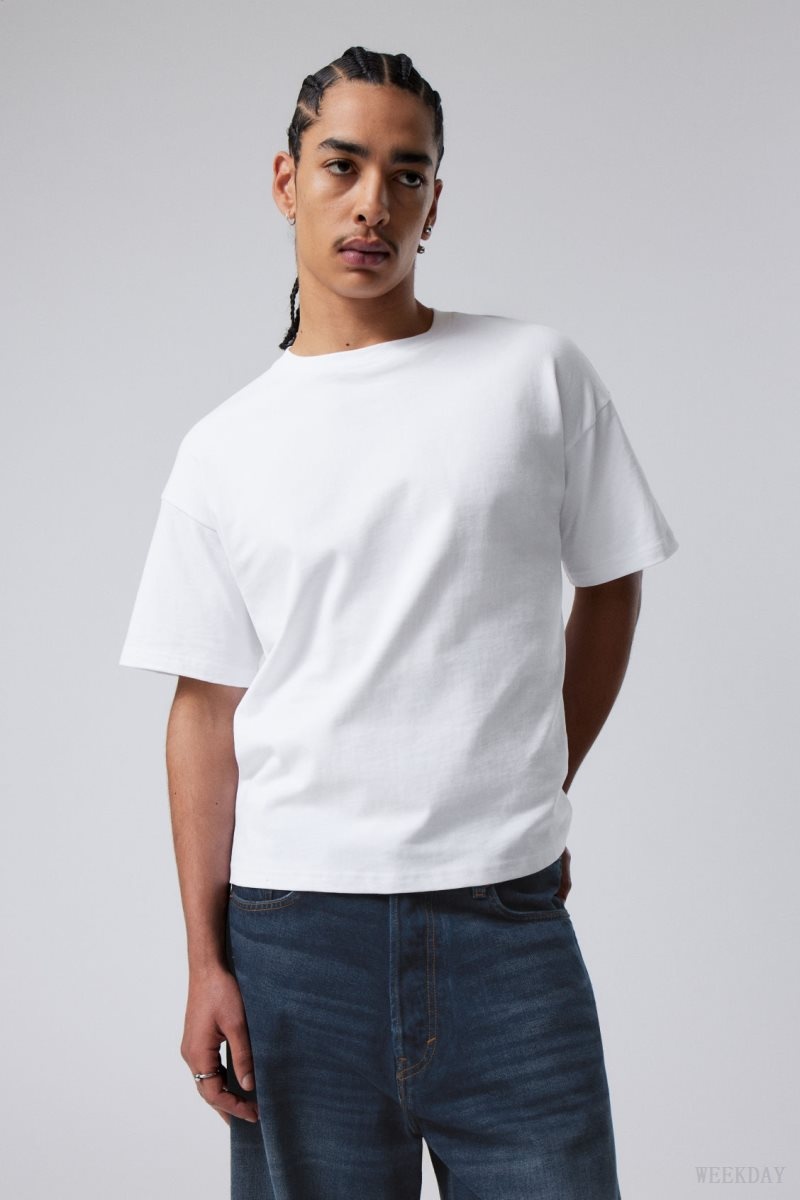 Weekday Great Boxy Heavyweight T-Shirt White | AKZT3522