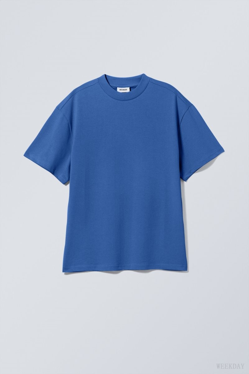 Weekday Great Heavyweight T-shirt Dark Blue | XBWL1769