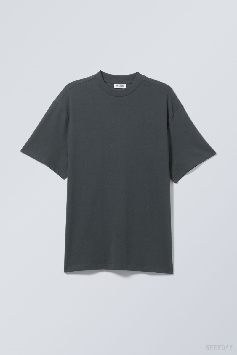 Weekday Great Heavyweight T-shirt Dark Grey | JPAL5824