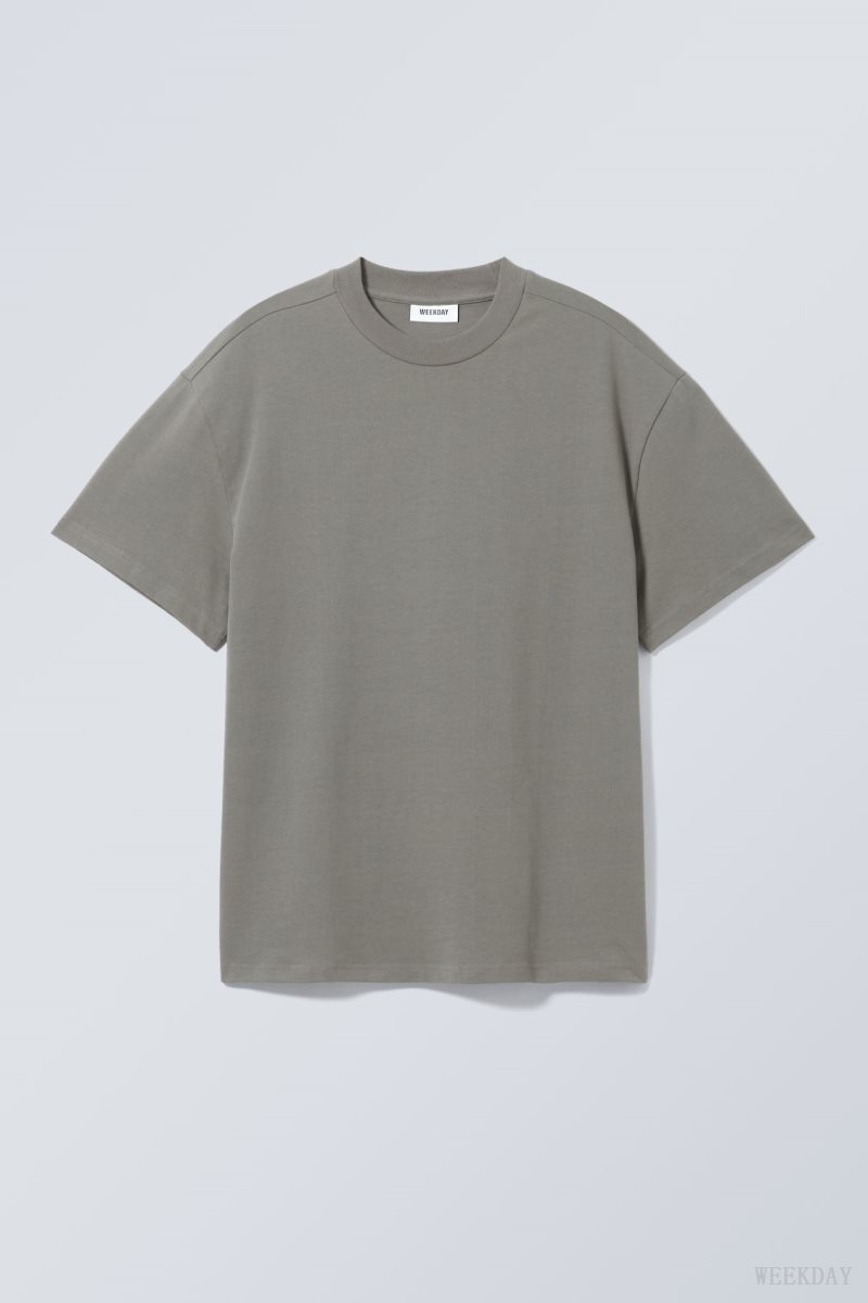 Weekday Great Heavyweight T-shirt Grey | YUJK2019