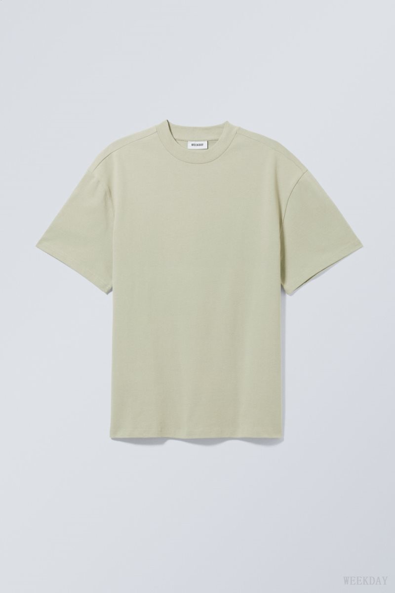 Weekday Great Heavyweight T-shirt Khaki | IXPH9616