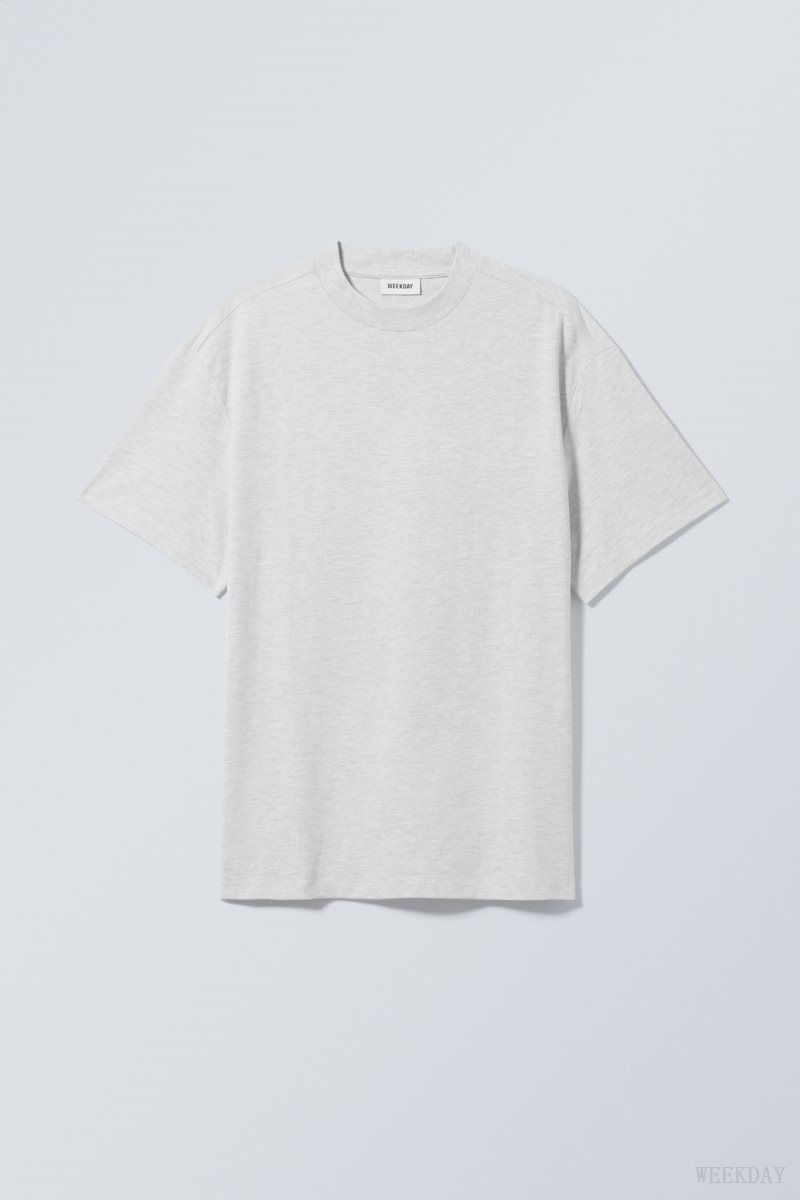 Weekday Great Heavyweight T-shirt Light Grey | SSHK5342