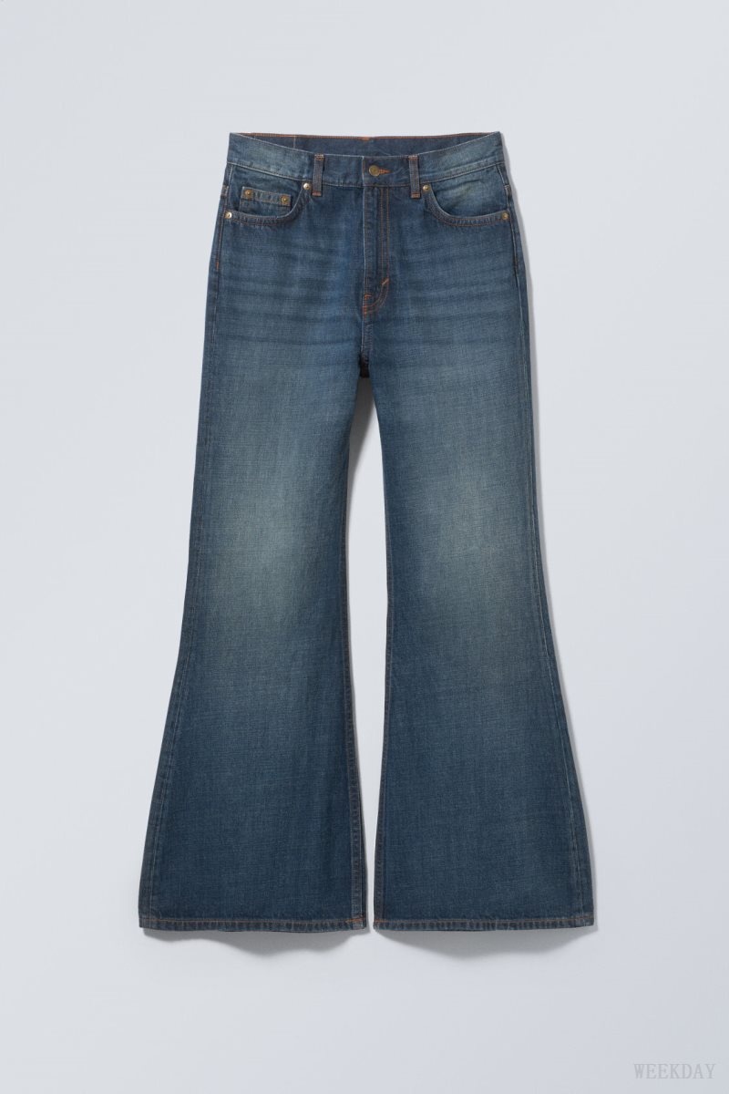 Weekday Grove Low Baggy Flared Jeans Blue | XDYM1330