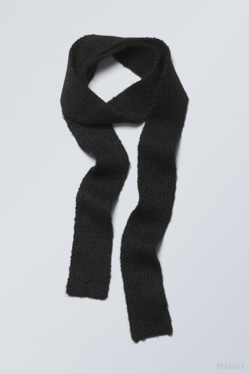 Weekday Hairy Slim Scarf Black | SAQH2490