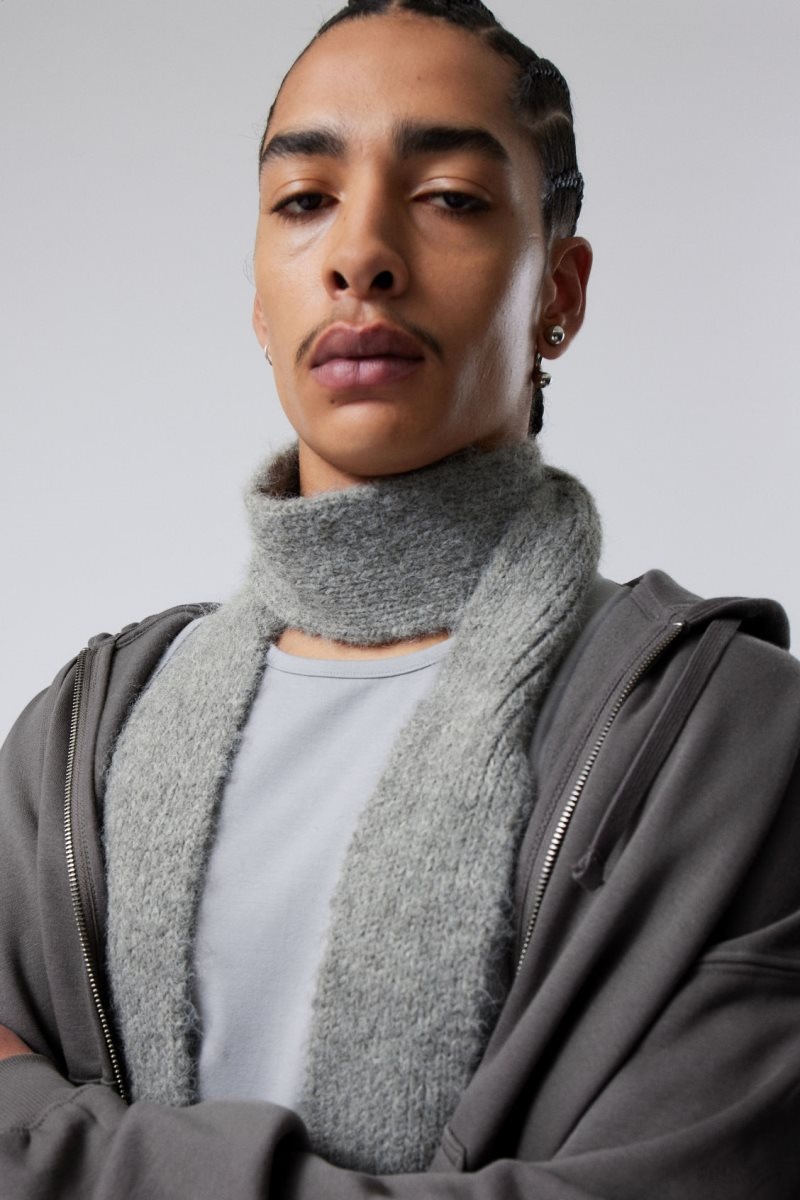 Weekday Hairy Slim Scarf Grey | WPCI7373