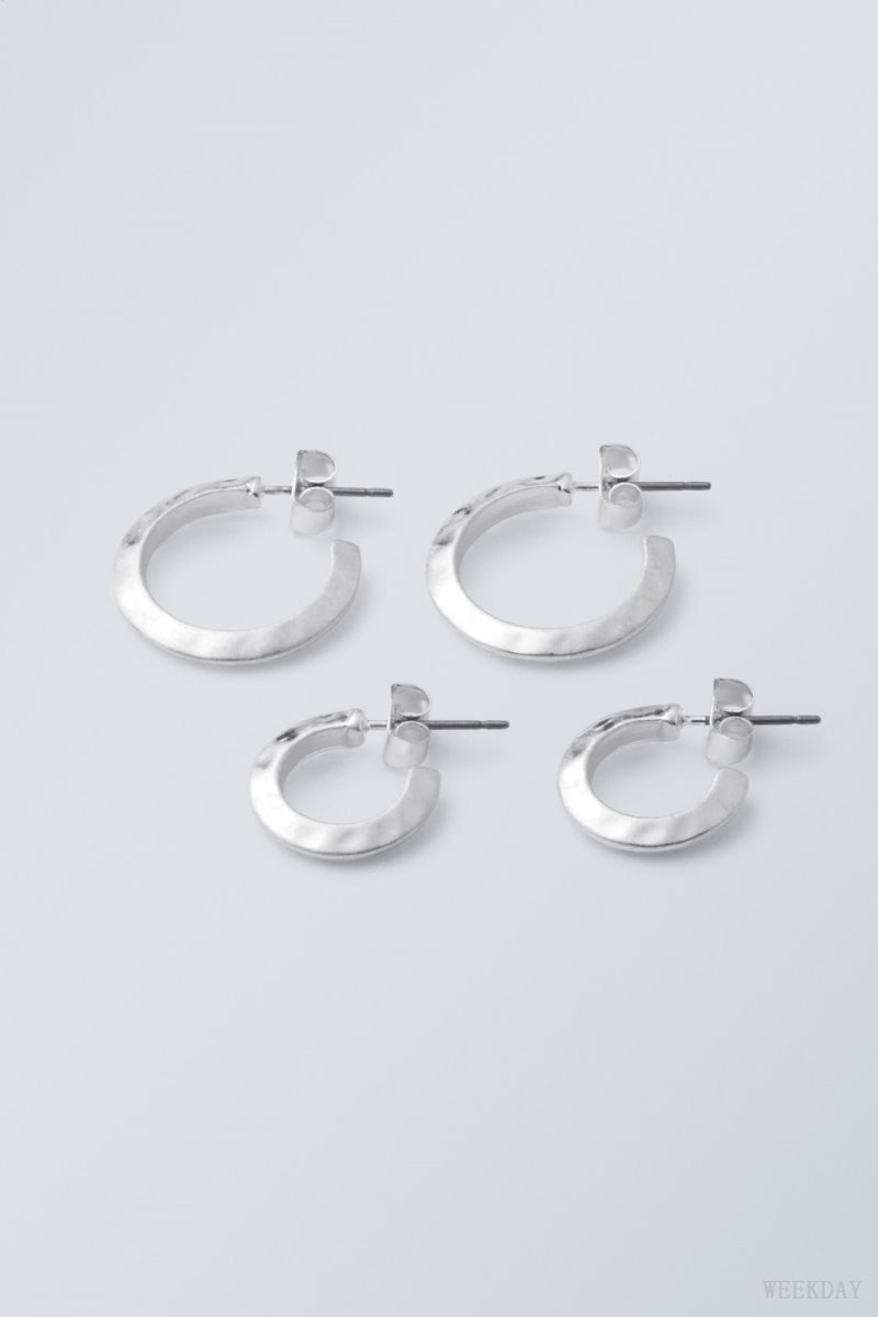 Weekday Hammered Hoops 2-Pack Silver | SGPO2349