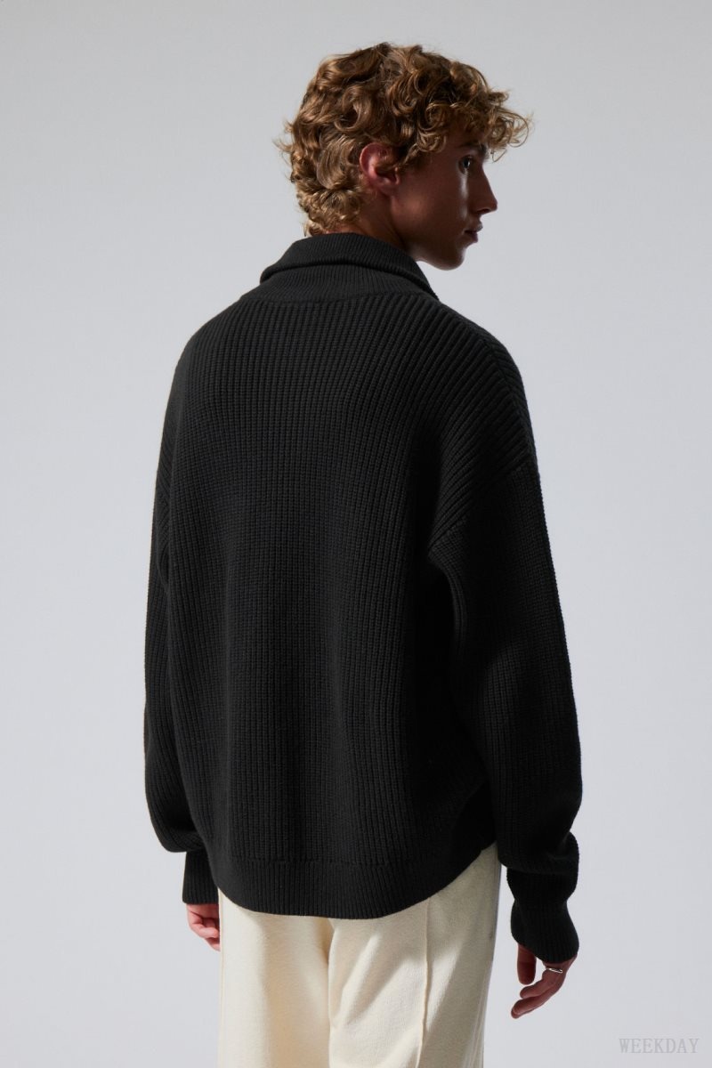 Weekday Harry Wool Blend Sweater Black | NCUP5156