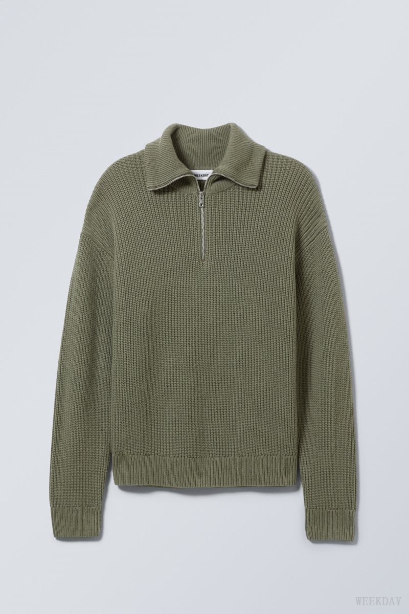 Weekday Harry Wool Blend Sweater Khaki | AUXG4620