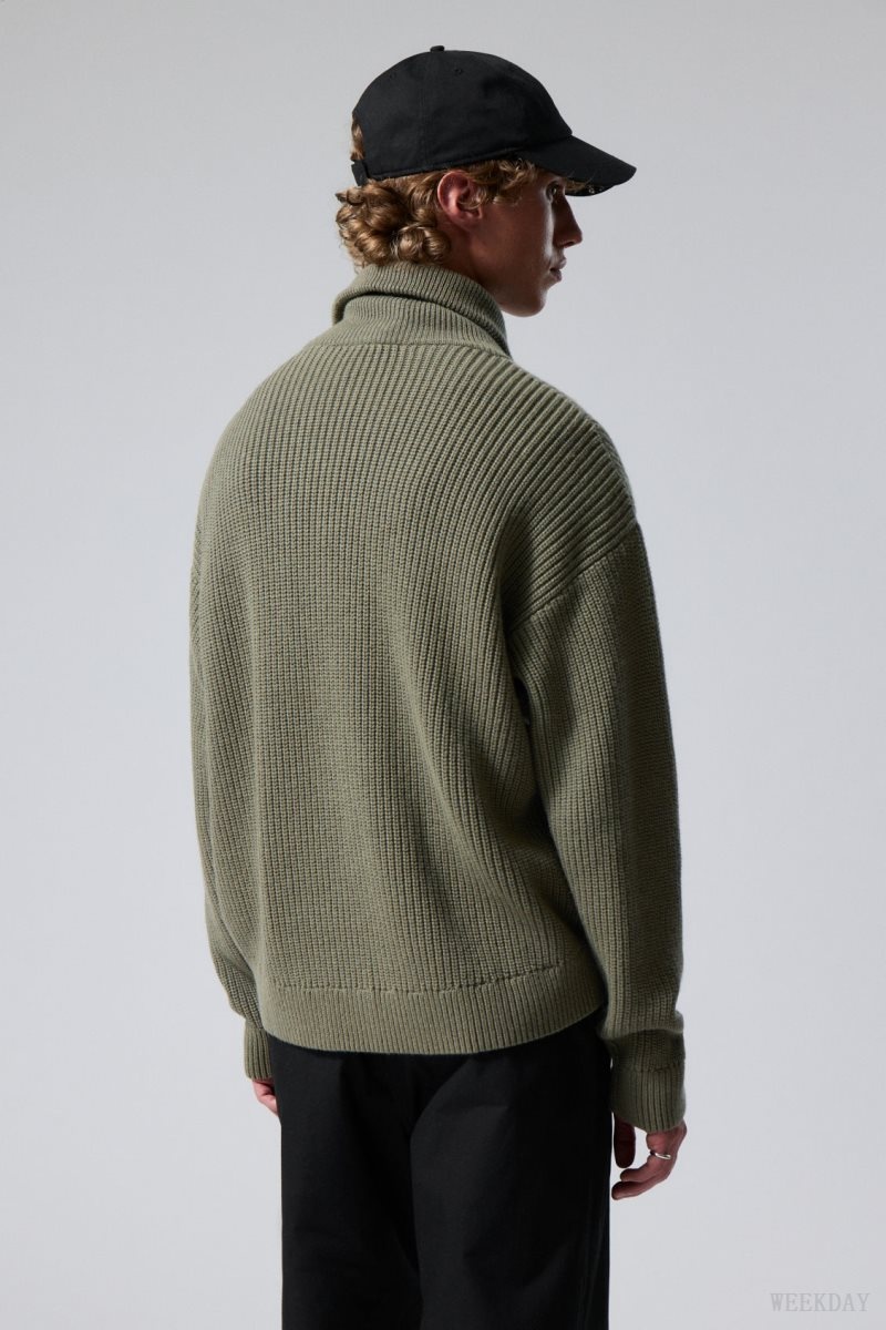 Weekday Harry Wool Blend Sweater Khaki | AUXG4620