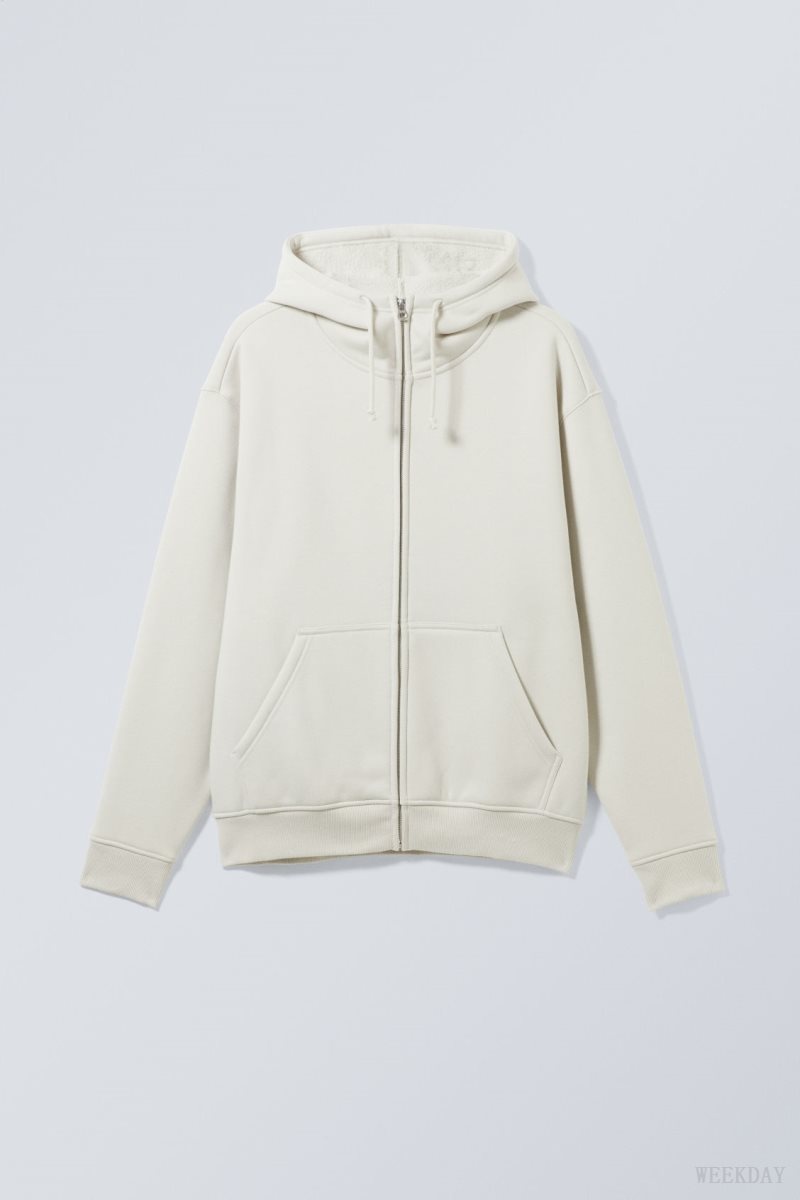 Weekday Hassan Fleece Zip Hoodie Light Mole | HFWP4154