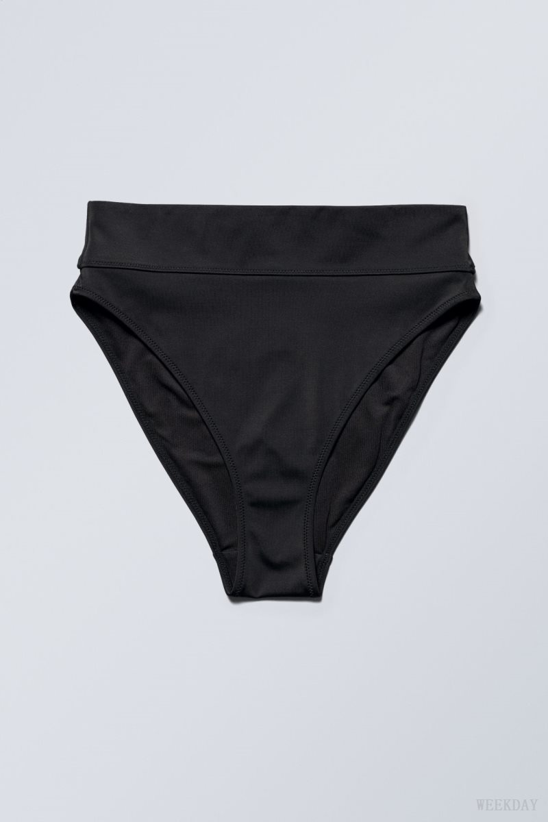 Weekday Heat High Waist Bikini Bottoms Black | BFCJ0144