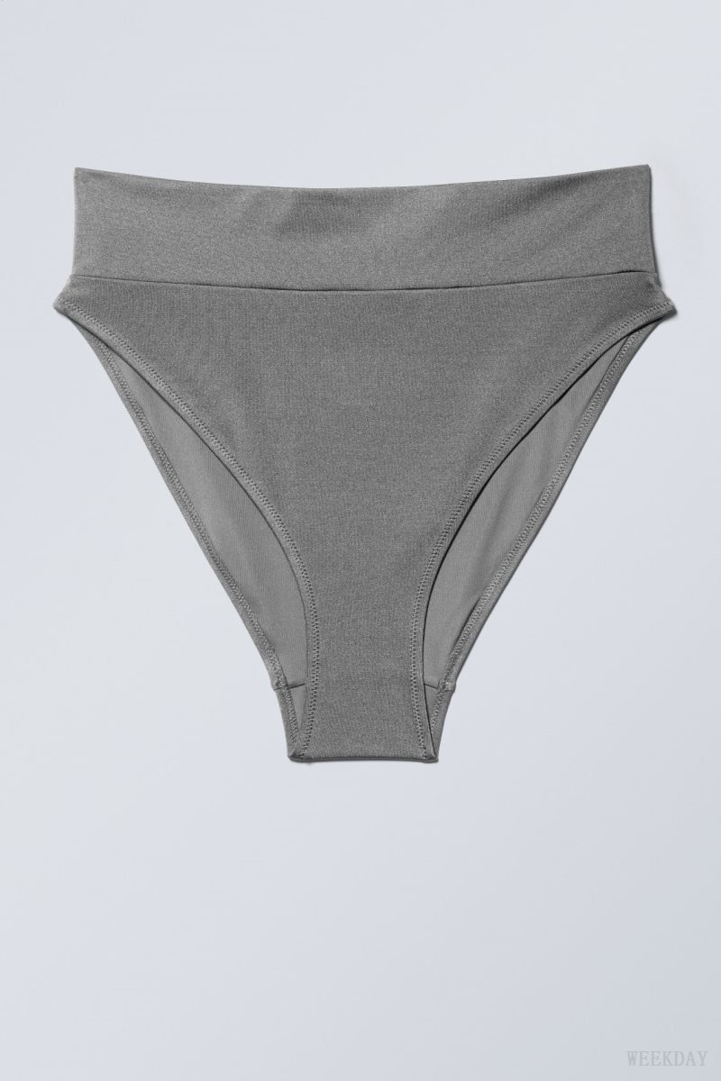 Weekday Heat High Waist Bikini Bottoms Grey | CITS7165