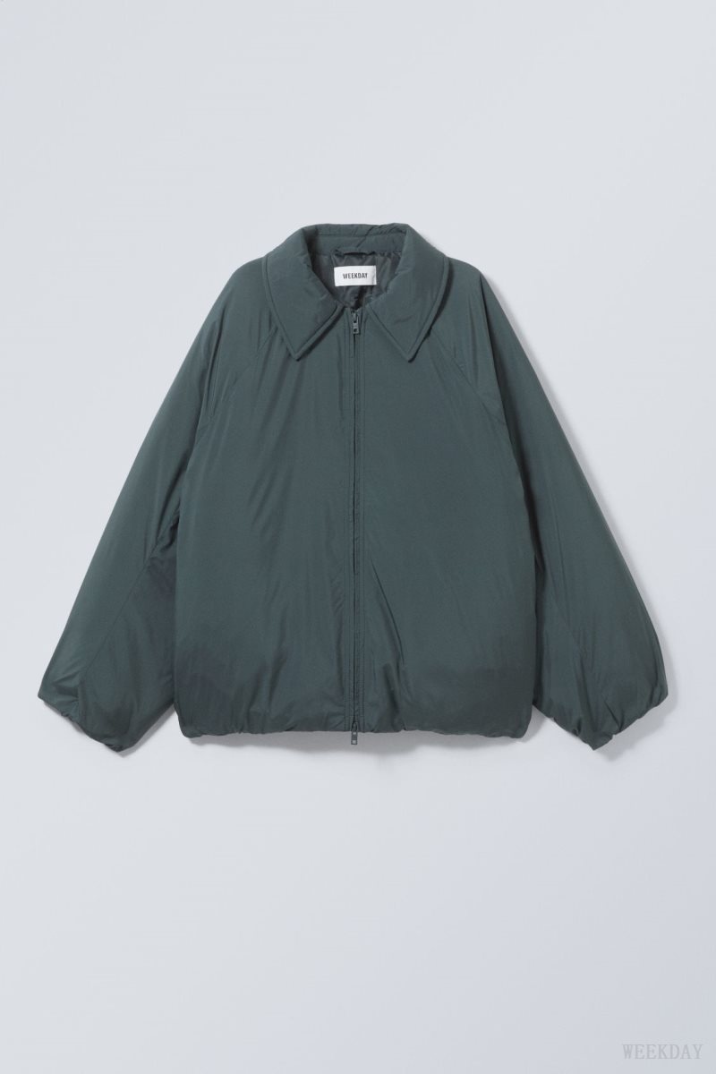 Weekday Helena Padded Jacket Dark Green | KJCP4046