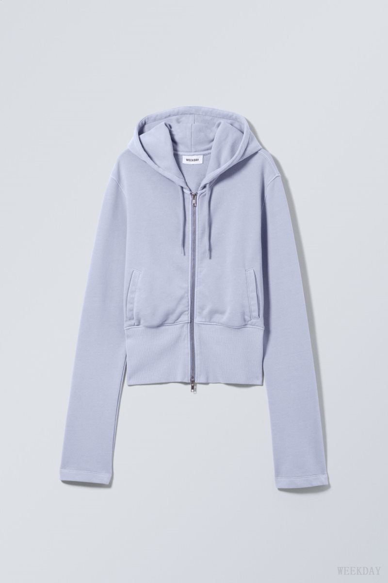 Weekday High Rib Mini Zip Hoodie Light Purple | YVOI5027