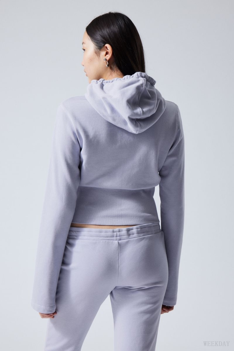 Weekday High Rib Mini Zip Hoodie Light Purple | YVOI5027