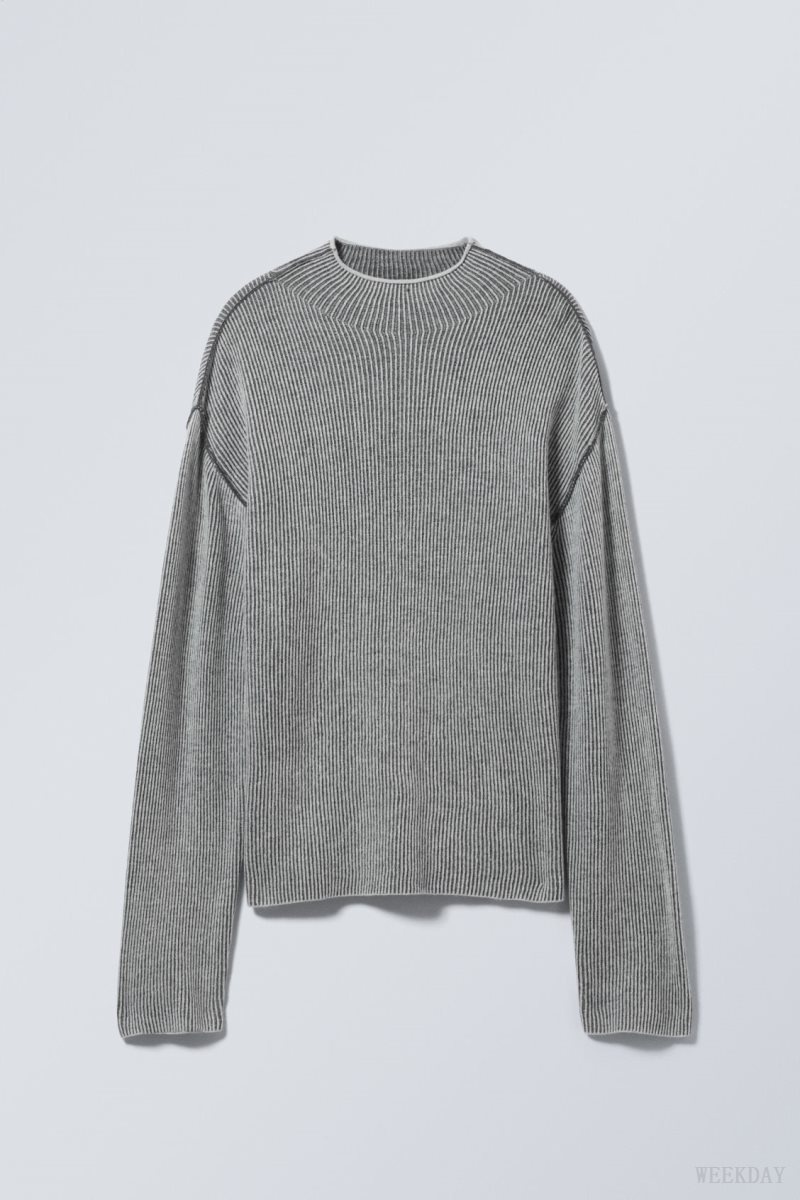 Weekday Holger Regular Wool Mockneck Grey | CMPG6332