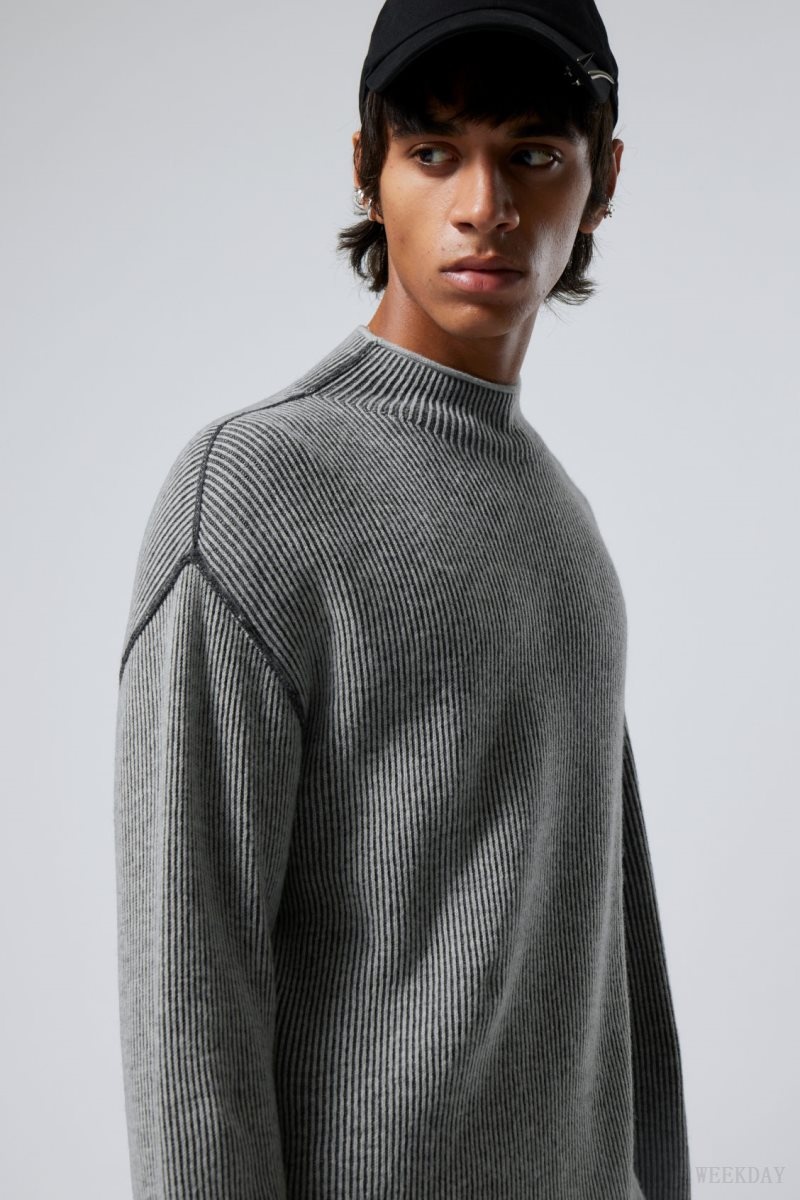 Weekday Holger Regular Wool Mockneck Grey | CMPG6332