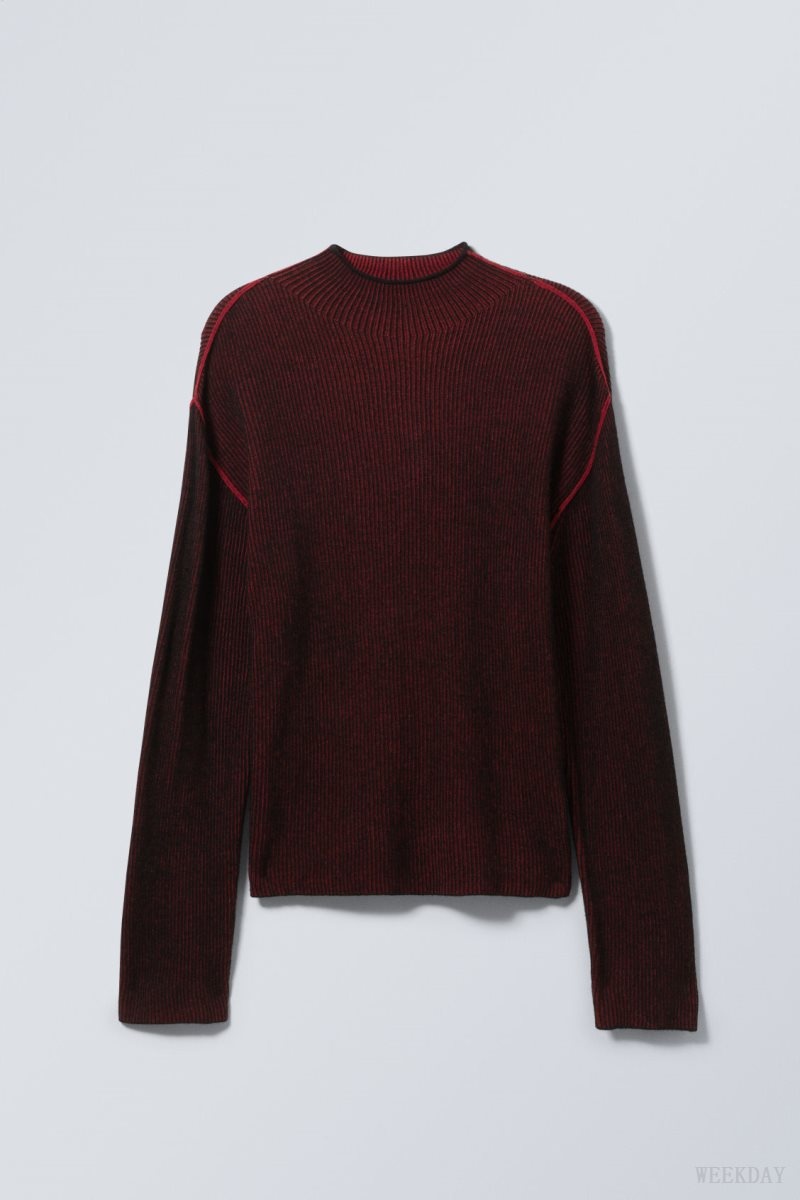 Weekday Holger Regular Wool Mockneck Red | TXFR3892