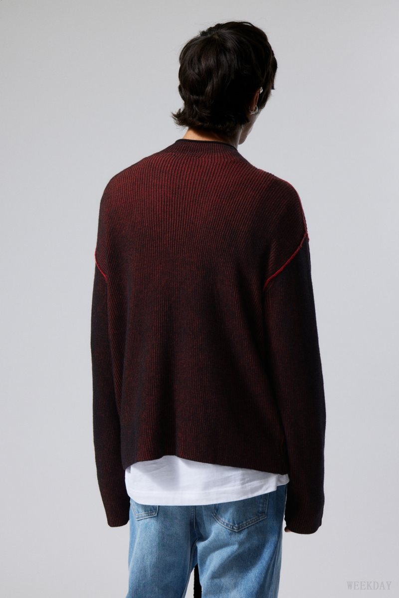 Weekday Holger Regular Wool Mockneck Red | TXFR3892