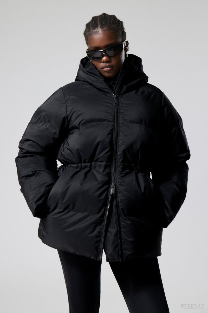 Weekday Illisa Waisted Puffer Jacket Black | GINP5271