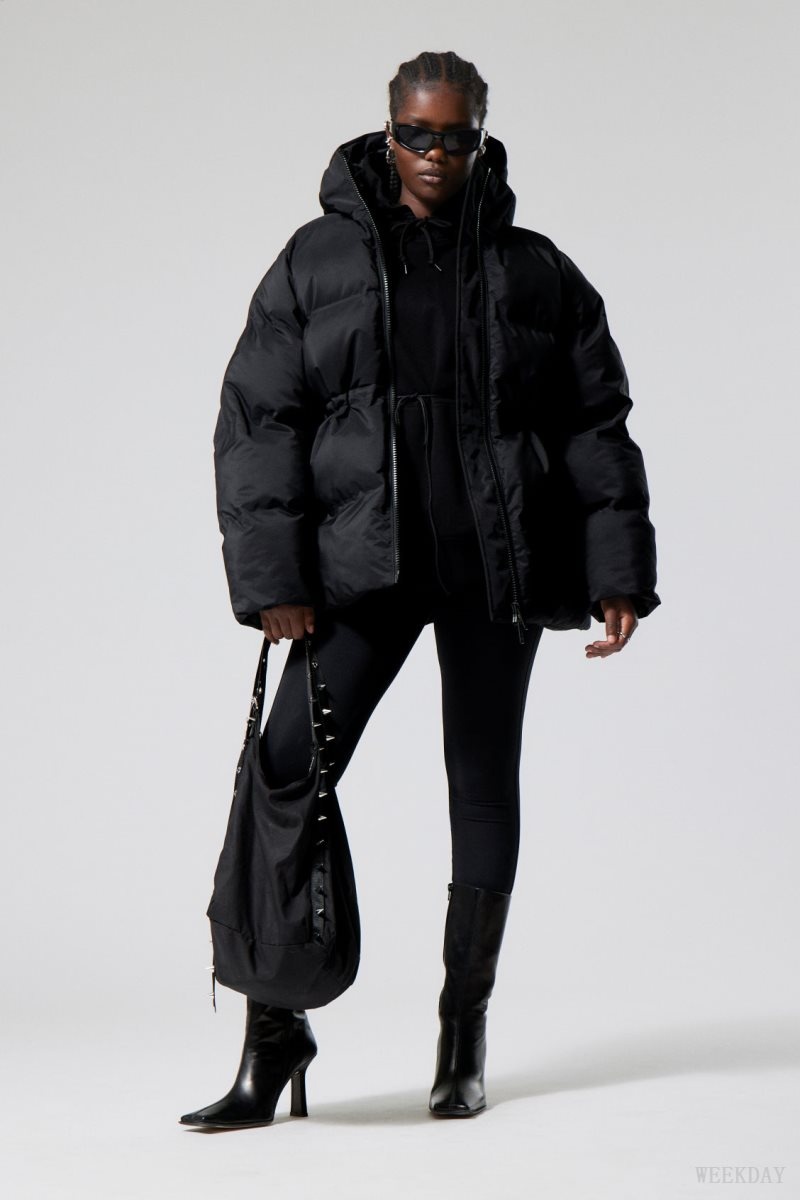 Weekday Illisa Waisted Puffer Jacket Black | GINP5271