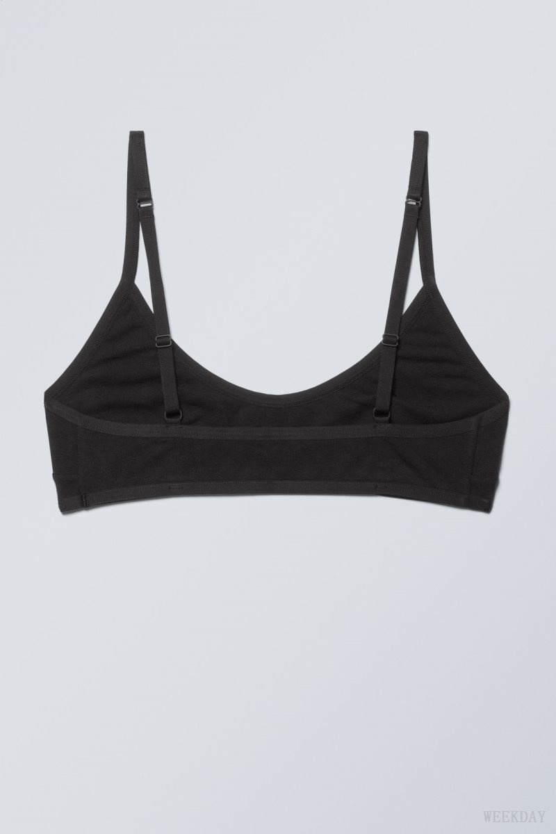 Weekday Inez Scooped Cotton Bralette Bralette Black | VJBA3439