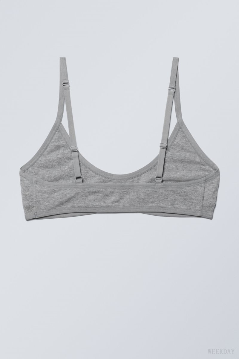 Weekday Inez Scooped Cotton Bralette Bralette Grey | CZVW6864