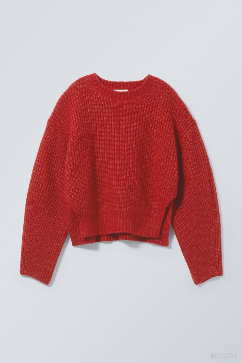 Weekday Ivy Knit Sweater Red | VZDT2604