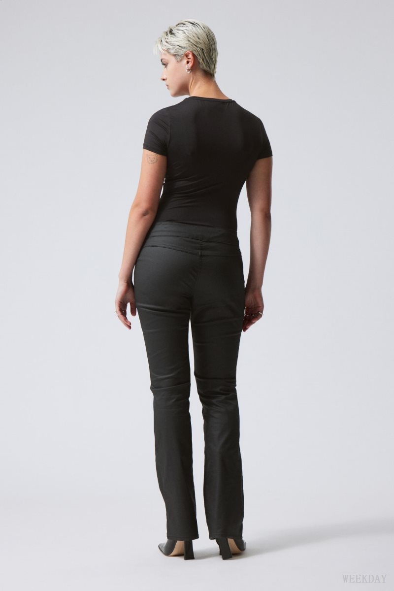 Weekday Jackie Low Waist Trousers Black | EXJF2991