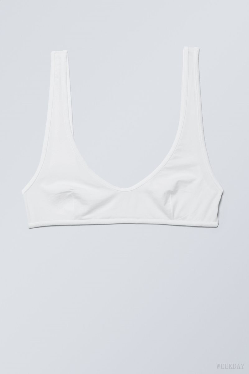 Weekday Jade Soft Cotton Bra Bra White | YVCG8233