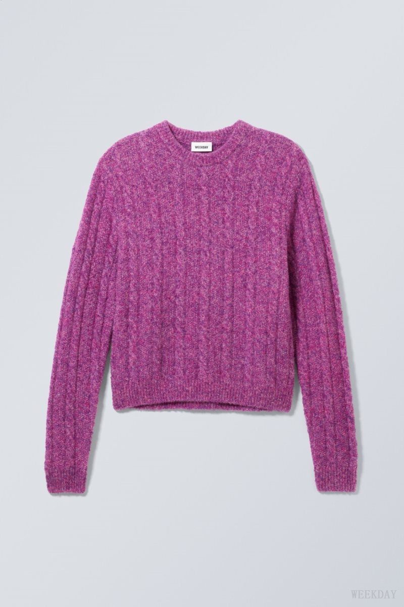 Weekday Jesper Wool Blend Knit Sweater Dark Pink | EWLX6796