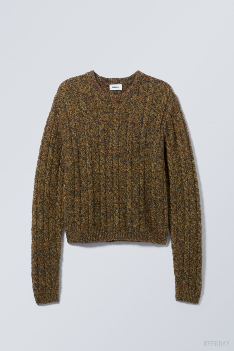 Weekday Jesper Wool Blend Knit Sweater Dusk Moss | QFYO6106